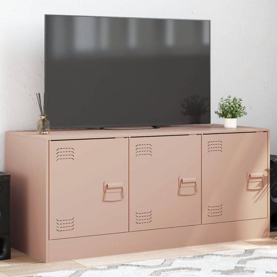 VidaXL Tv-meubel 99x39x44 cm staal roze