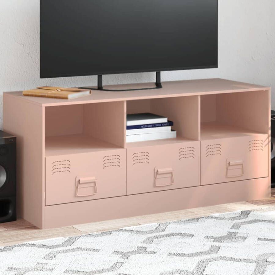 VidaXL Tv-meubel 99x39x44 cm staal roze