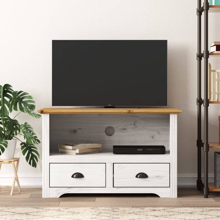 VidaXL Tv-meubel met 2 lades BODO 91x43x56 cm massief grenenhout bruin
