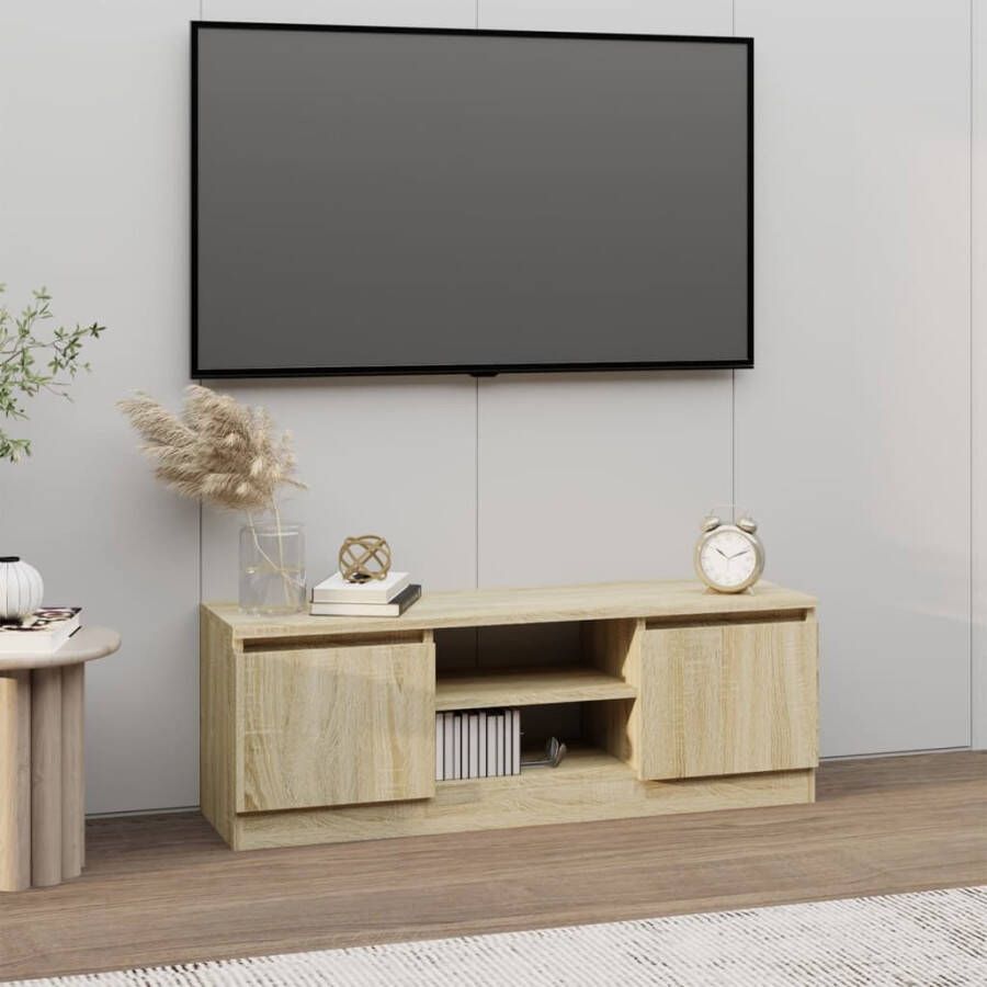 VidaXL Tv-meubel met deur 102x30x36 cm sonoma eikenkleurig