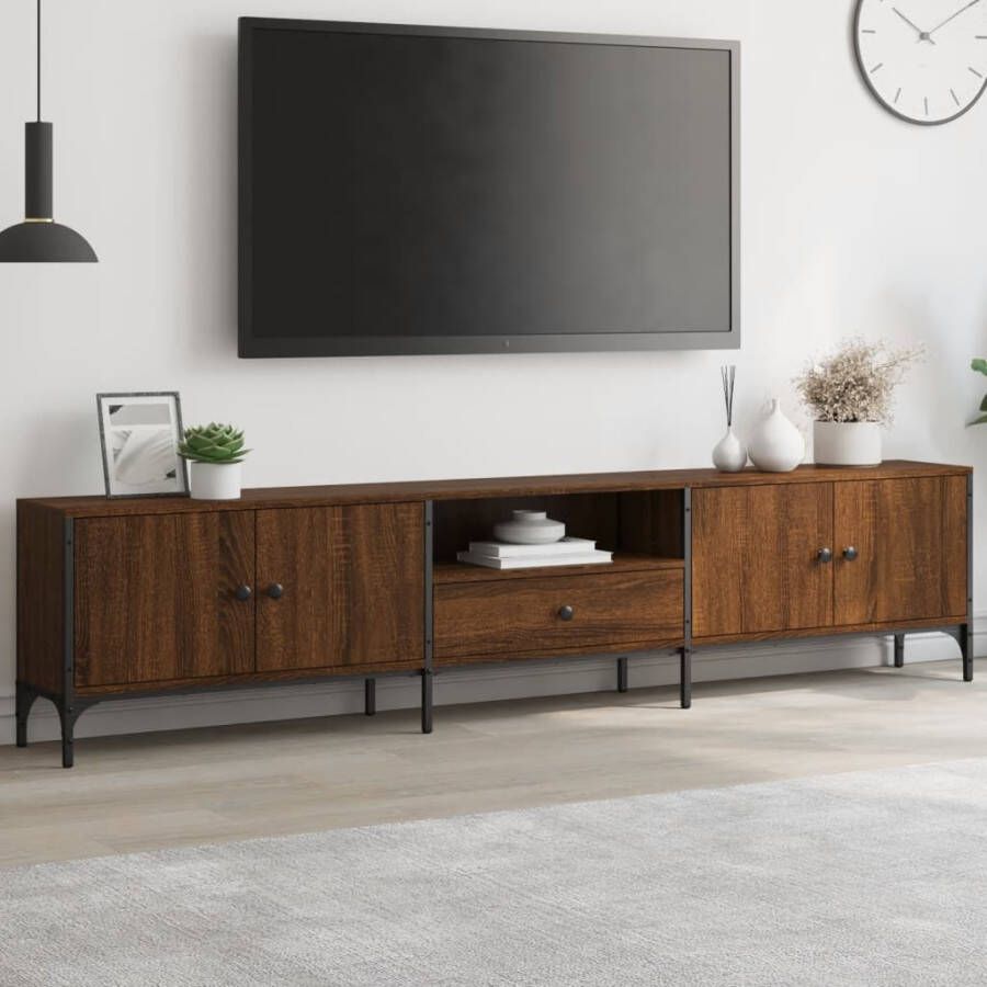 VidaXL Tv-meubel met lade 200x25x44 cm bewerkt hout bruineikenkleurig