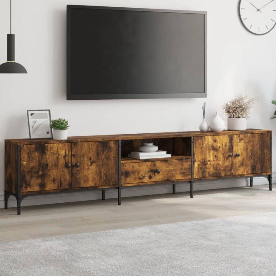 VidaXL Tv-meubel met lade 200x25x44 cm bewerkt hout gerookt eikenkleur