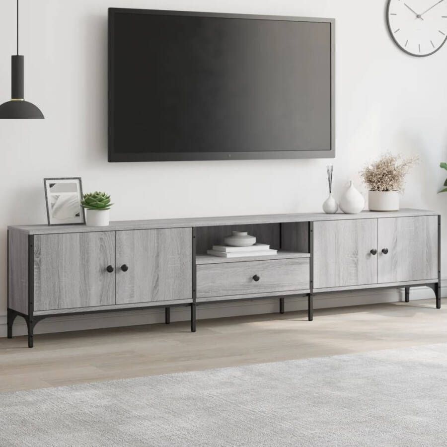 VidaXL Tv-meubel met lade 200x25x44 cm bewerkt hout grijs sonoma eiken