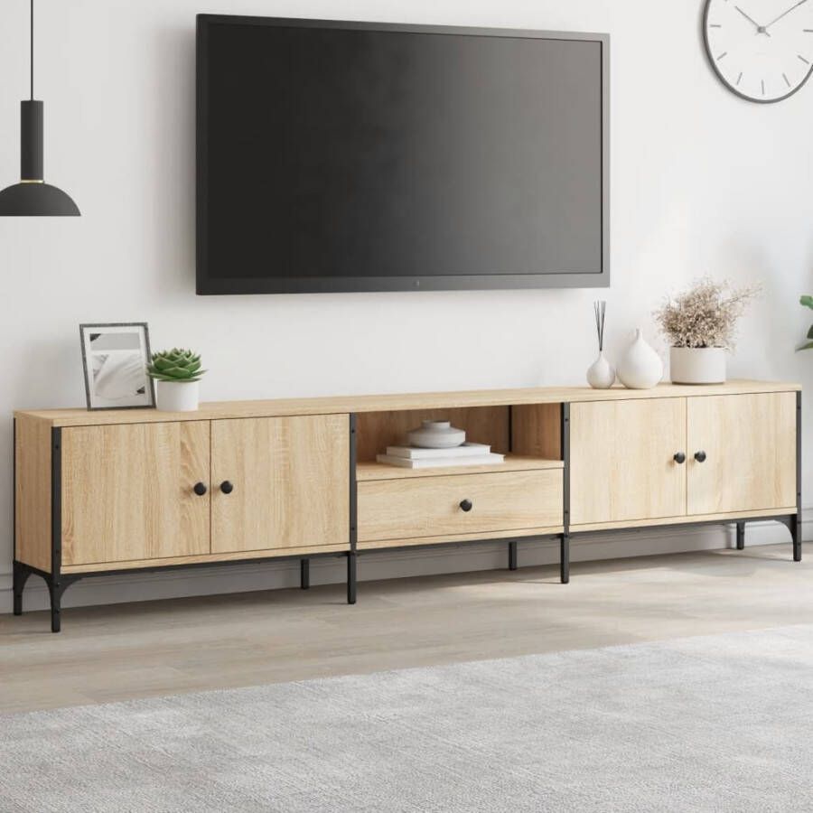 VidaXL Tv-meubel met lade 200x25x44 cm bewerkt hout sonoma eikenkleur