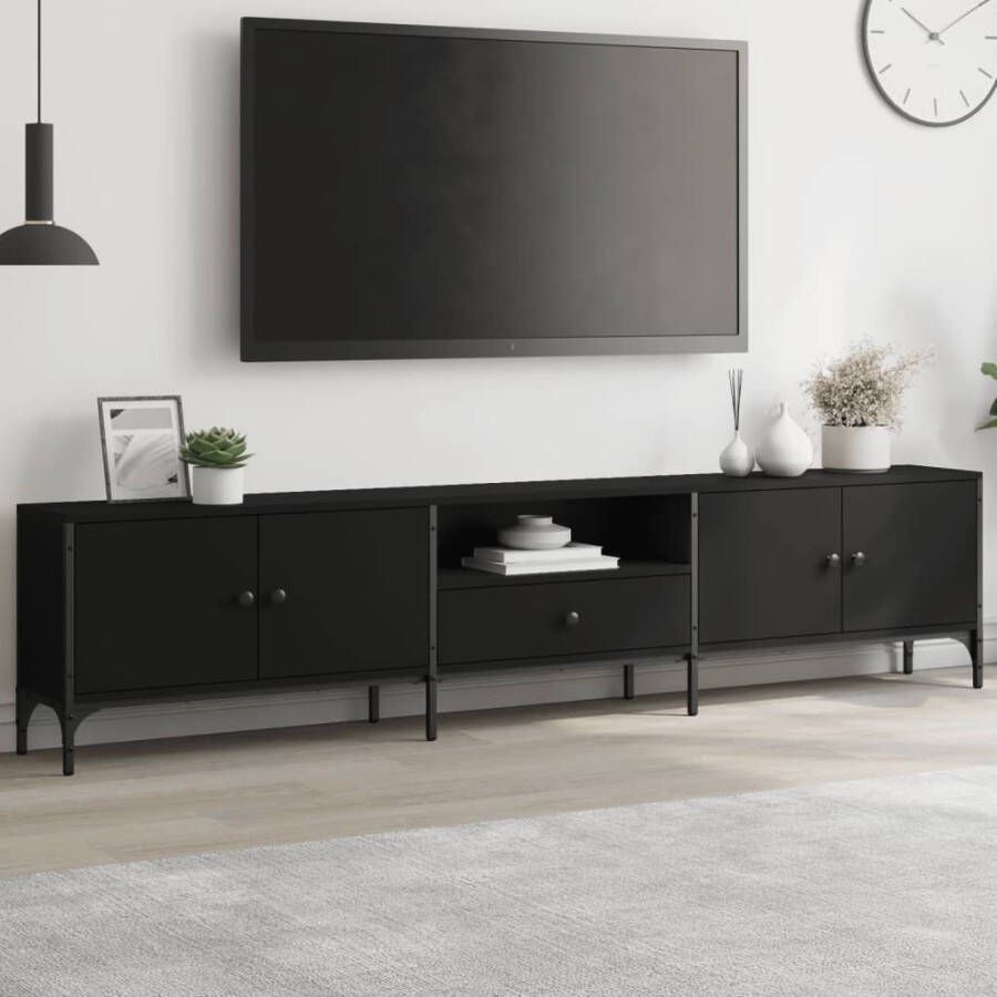 VidaXL Tv-meubel met lade 200x25x44 cm bewerkt hout zwart