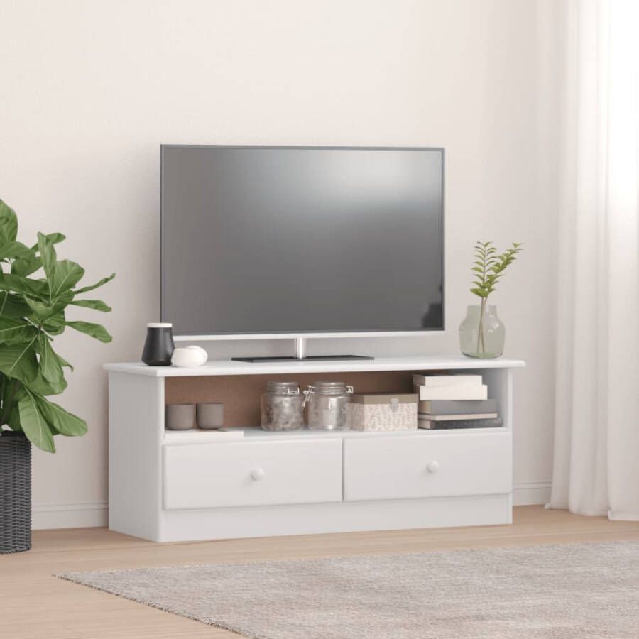 VidaXL TV-meubel met lades ALTA 100x35x41 cm massief grenenhout wit