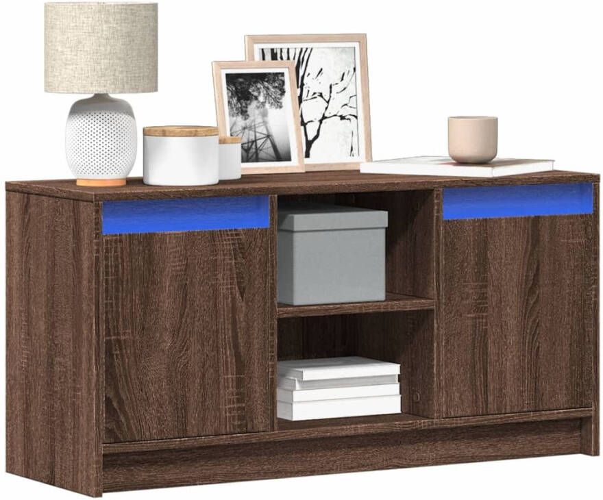 VidaXL Tv-meubel met LED 100x34x50 cm bewerkt hout bruin eikenkleurig
