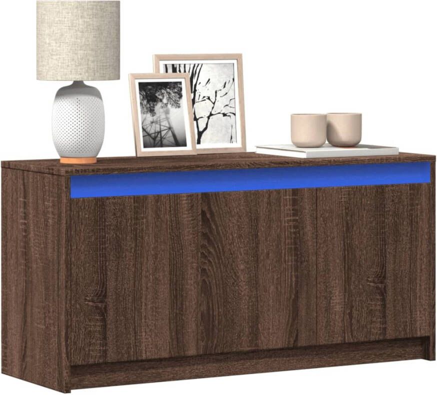 VidaXL Tv-meubel met LED 100x34x50 cm bewerkt hout bruin eikenkleurig
