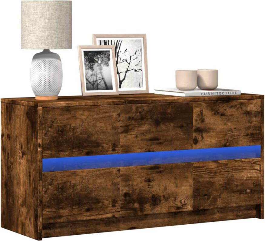 VidaXL Tv-meubel met LED 100x34x50 cm bewerkt hout gerookt eikenkleur