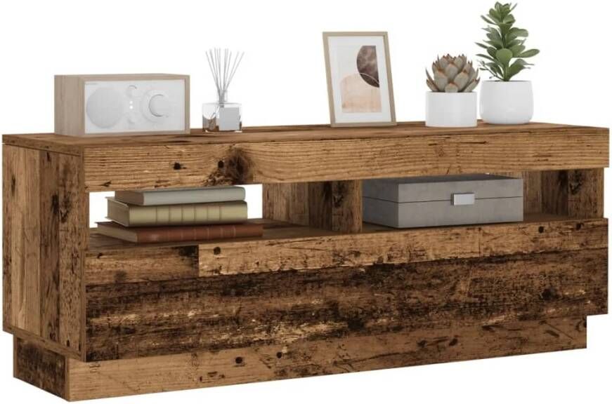 vidaXL Tv-meubel met LED 100x35x40 cm bewerkt hout oud hout