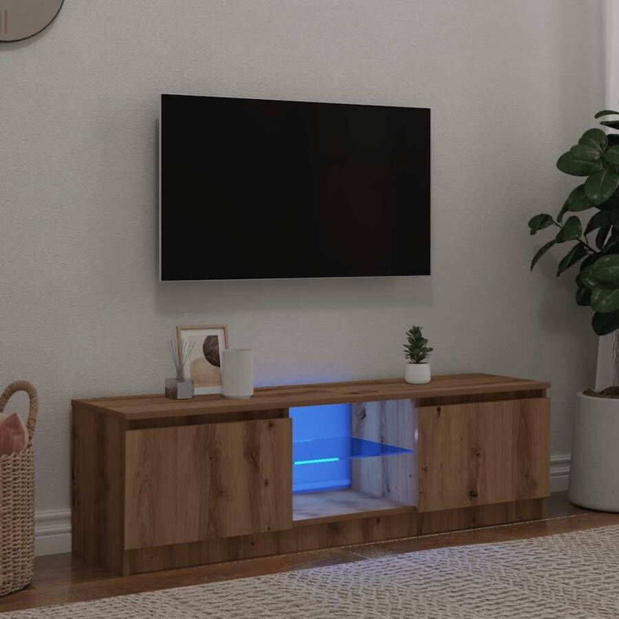 vidaXL Tv-meubel met LED 120x30x36 cm bewerkt hout artisanaal eiken