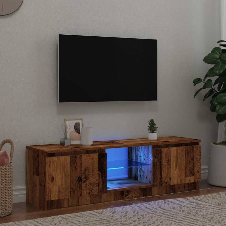 VidaXL Tv-meubel met LED 120x30x36 cm bewerkt hout oud hout