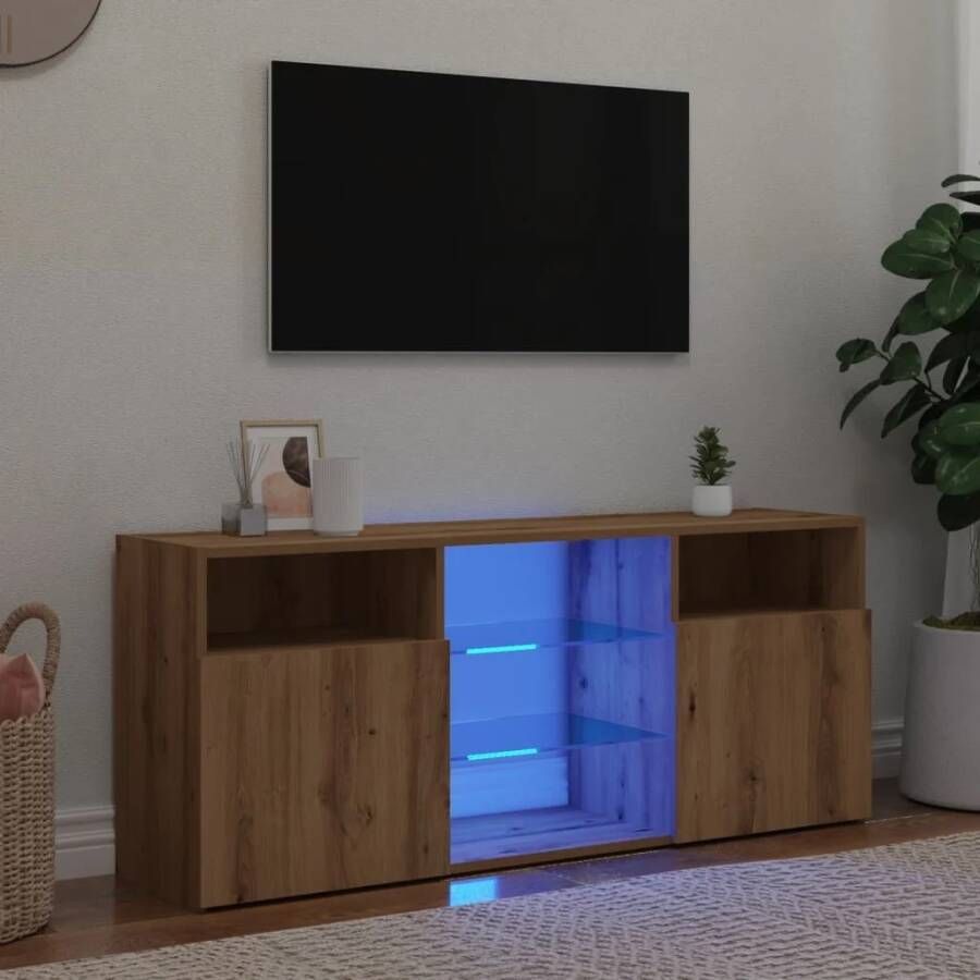 vidaXL Tv-meubel met LED 120x30x50 cm bewerkt hout artisanaal eiken