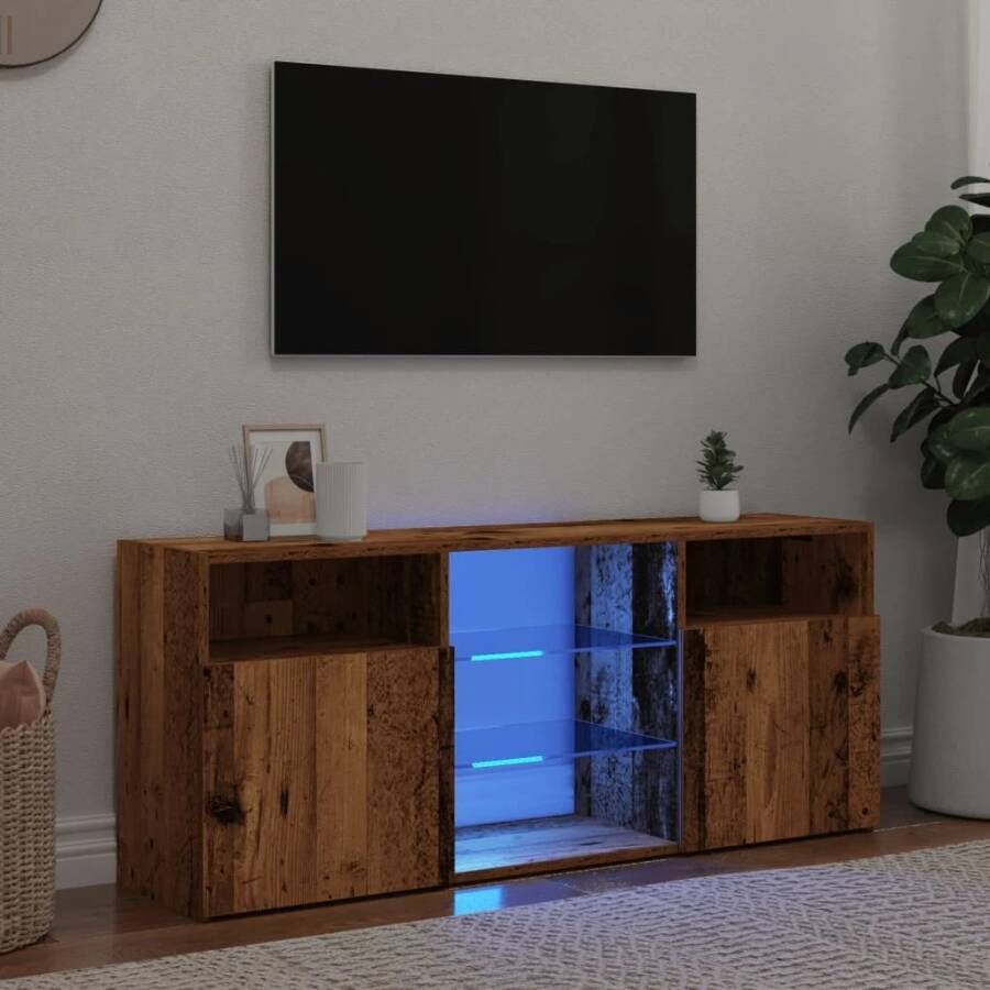 VidaXL Tv-meubel met LED 120x30x50 cm bewerkt hout oud hout