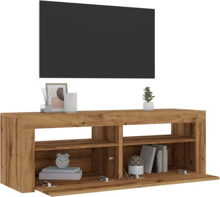 vidaXL Tv-meubel met LED 120x35x40 cm bewerkt hout artisanaal eiken