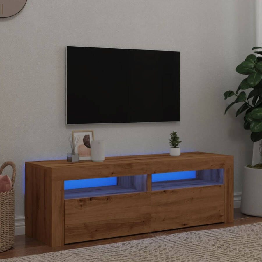 VidaXL Tv-meubel met LED 120x35x40 cm bewerkt hout artisanaal eiken