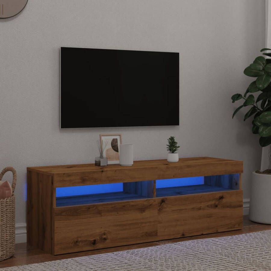 VidaXL Tv-meubel met LED 120x35x40 cm bewerkt hout artisanaal eiken