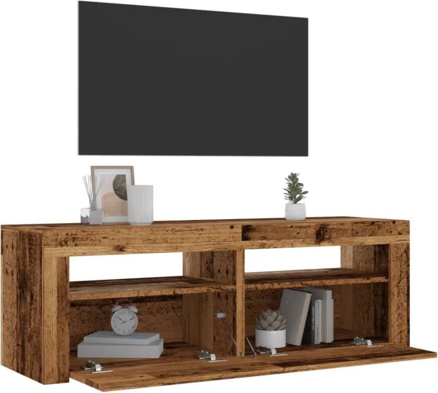 VidaXL Tv-meubel met LED 120x35x40 cm bewerkt hout oud hout