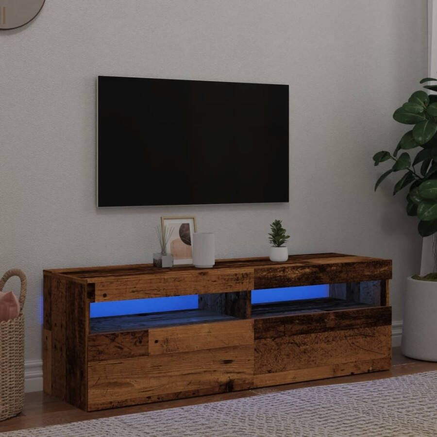 VidaXL Tv-meubel met LED 120x35x40 cm bewerkt hout oud hout