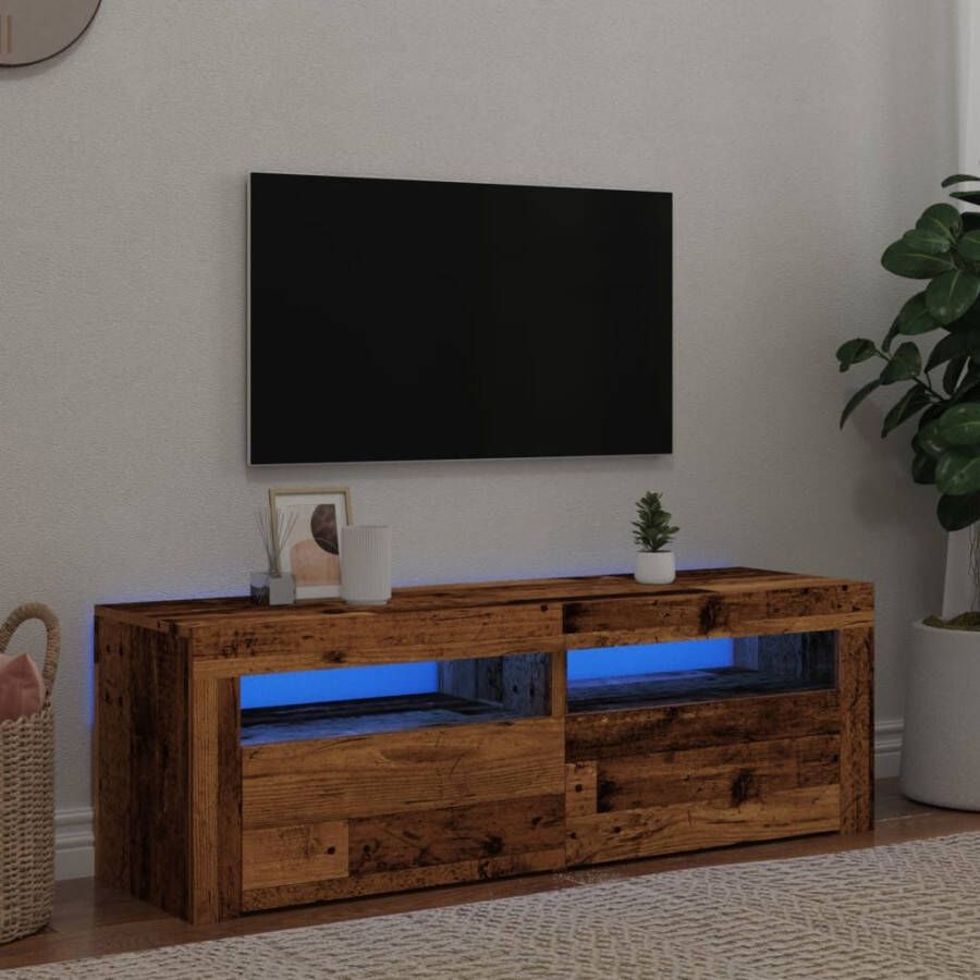 VidaXL Tv-meubel met LED 120x35x40 cm bewerkt hout oud hout