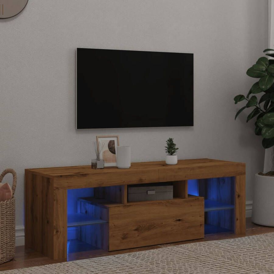 VidaXL Tv-meubel met LED 120x36 5x40 cm bewerkt hout artisanaal eiken