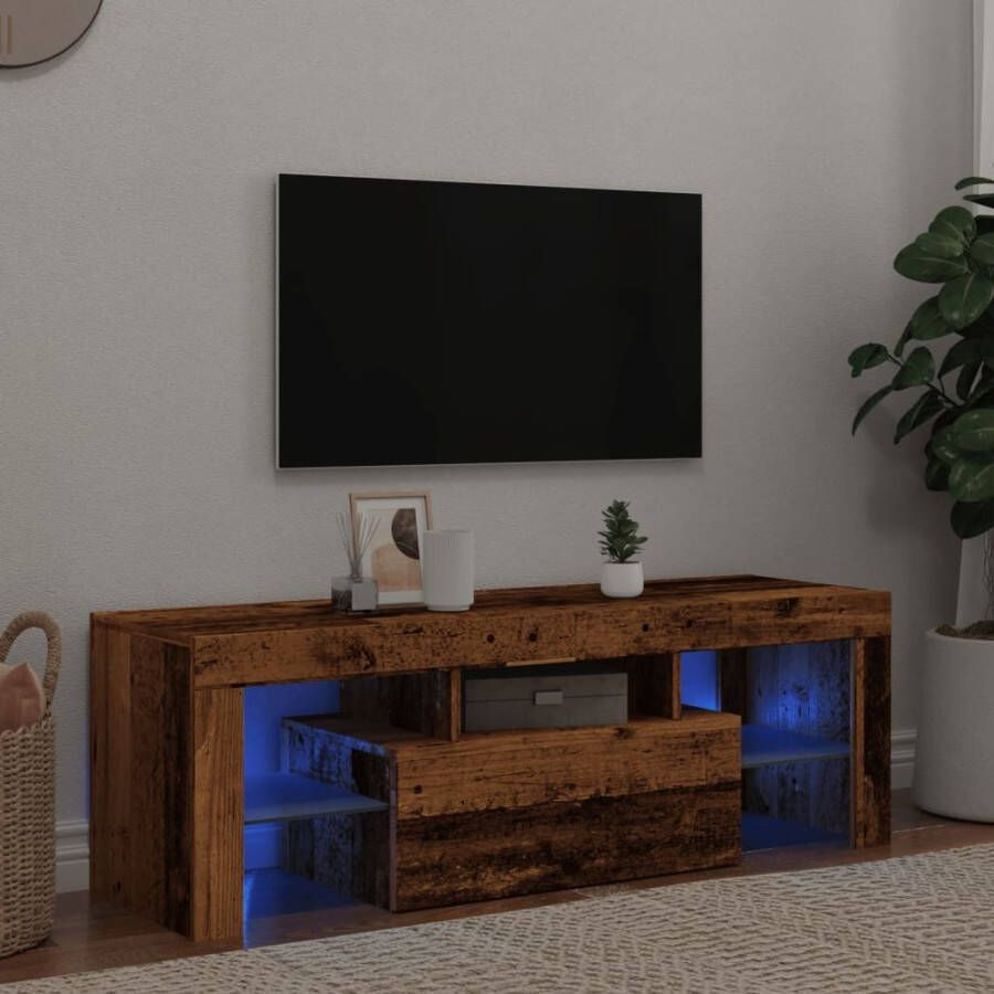 VidaXL Tv-meubel met LED 120x36 5x40 cm bewerkt hout oud hout