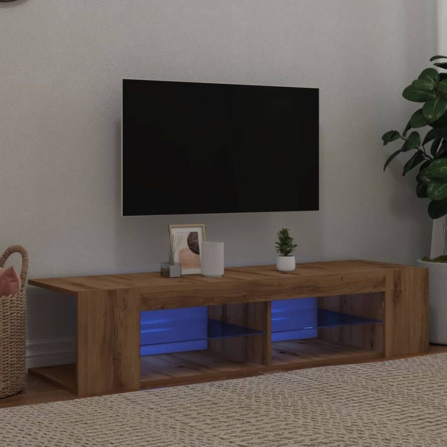 VidaXL Tv-meubel met LED 135x39x30 cm bewerkt hout artisanaal eiken