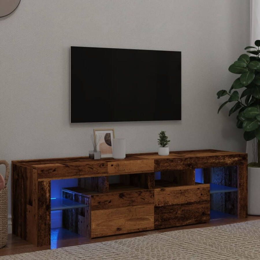 VidaXL Tv-meubel met LED 140x36 5x40 cm bewerkt hout oud hout