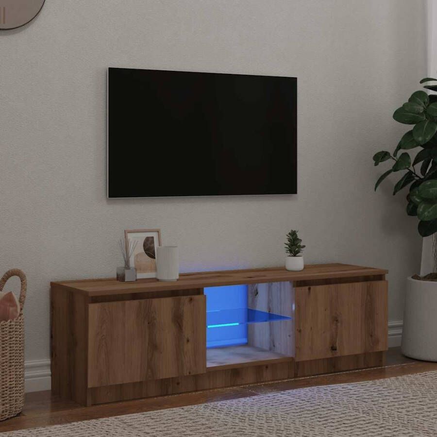 vidaXL Tv-meubel met LED 140x40x35 5 cm bewerkt hout artisanaal eiken