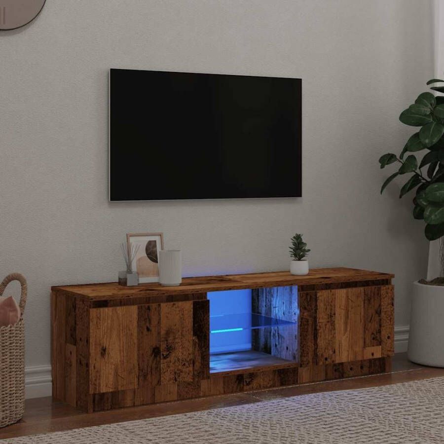 VidaXL Tv-meubel met LED 140x40x35 5 cm bewerkt hout oud houtkleurig