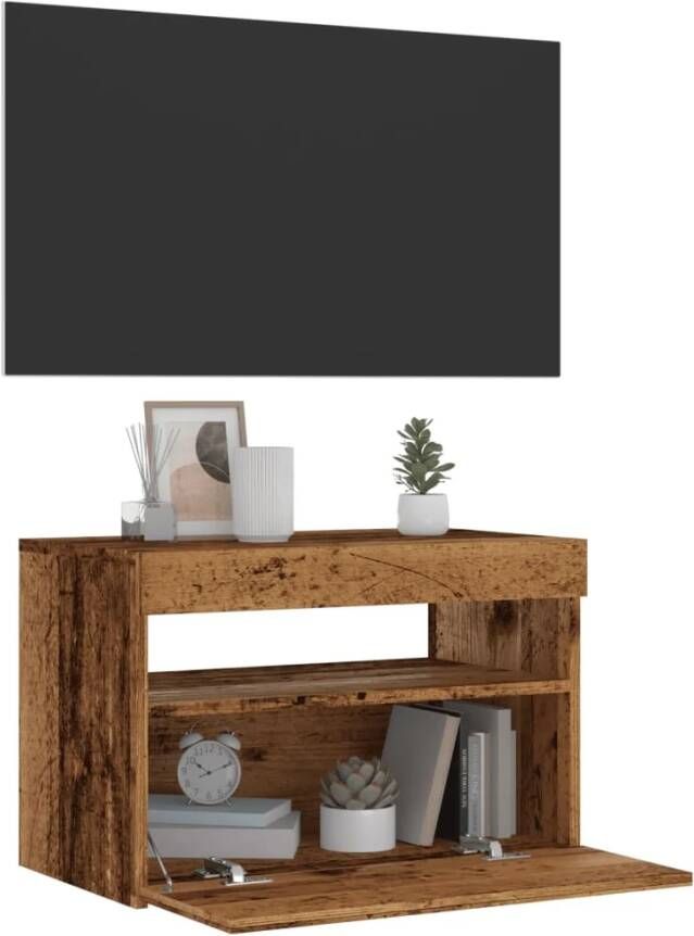 VidaXL Tv-meubel met LED 60x35x40 cm bewerkt hout oud hout