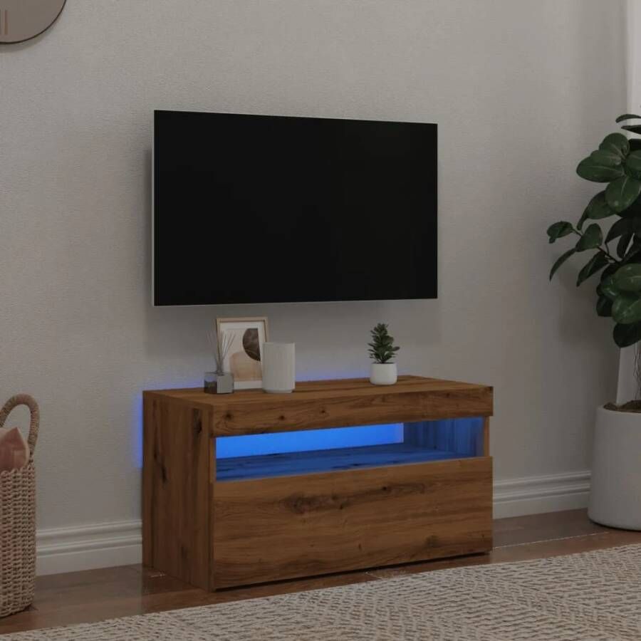 VidaXL Tv-meubel met LED 75x35x40 cm bewerkt hout artisanaal eiken