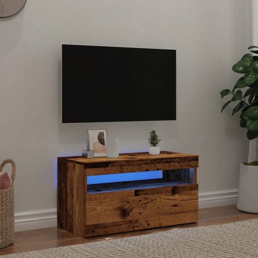 VidaXL Tv-meubel met LED 75x35x40 cm bewerkt hout oud hout