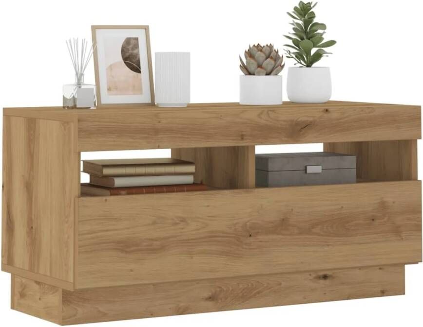 VidaXL Tv-meubel met LED 80x35x40 cm bewerkt hout artisanaal eiken