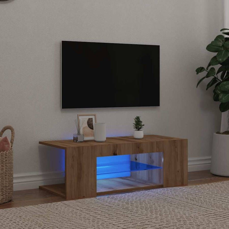 VidaXL Tv-meubel met LED 90x39x30 cm bewerkt hout artisanaal eiken