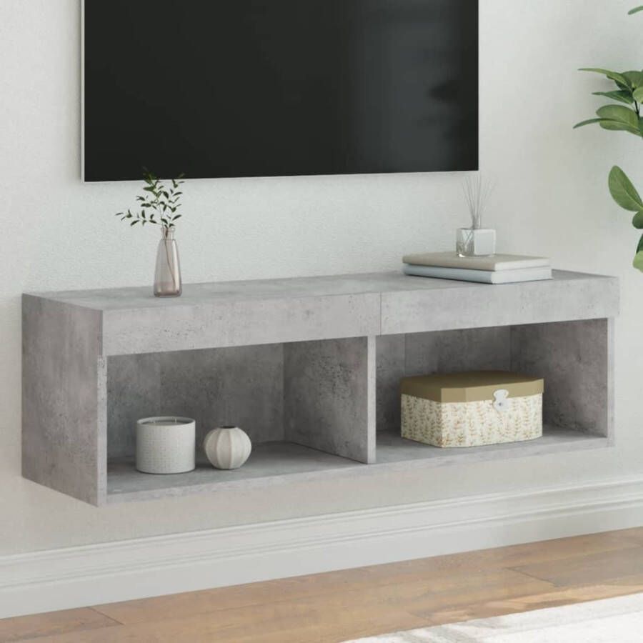 VidaXL Tv-meubel met LED-verlichting 100x30x30 cm betongrijs