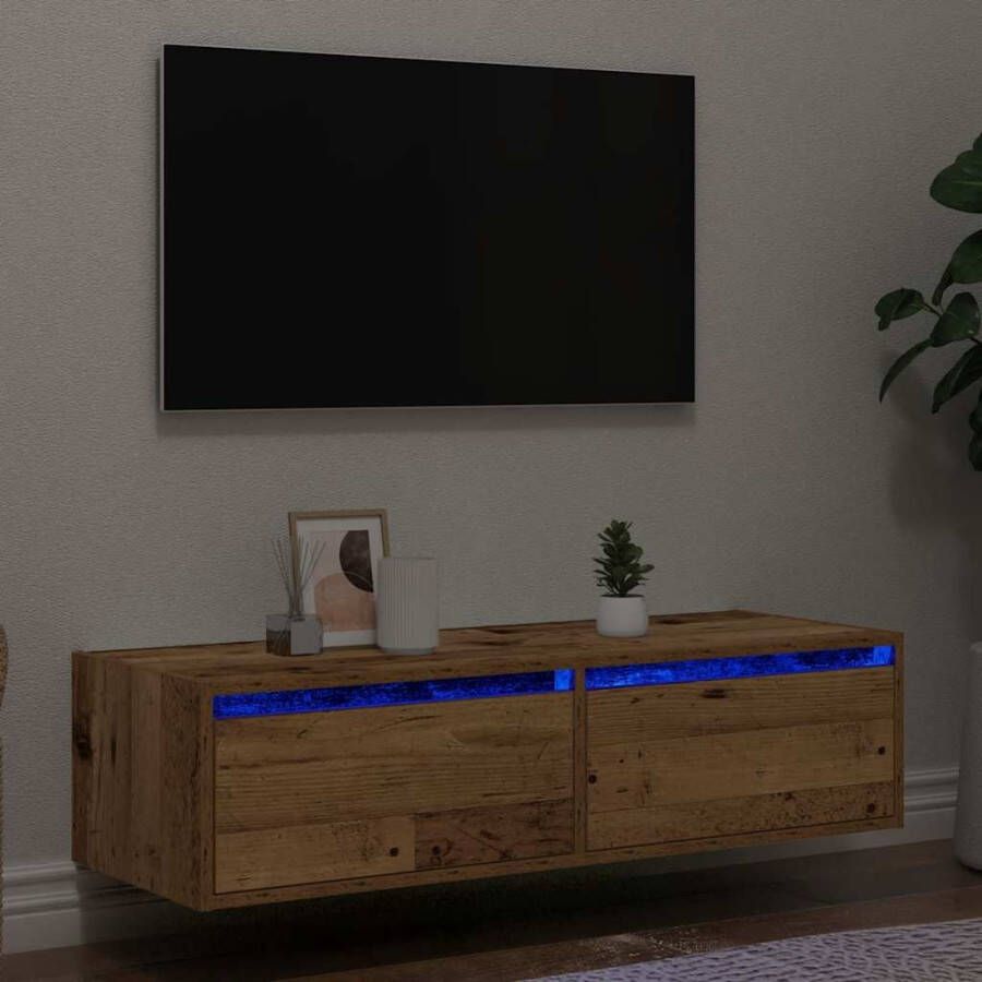 VidaXL Tv-meubel met LED-verlichting 100X35 5x25 cm oud houtkleurig