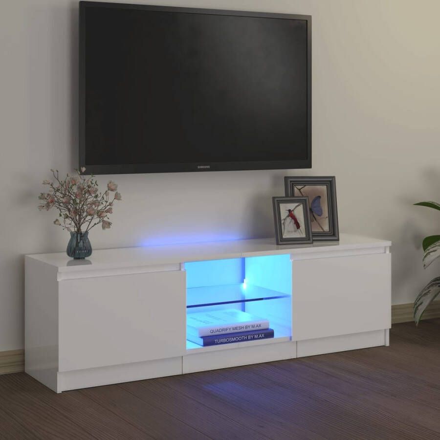 VidaXL Tv-meubel met LED-verlichting 120x30x35 5 cm hoogglans wit