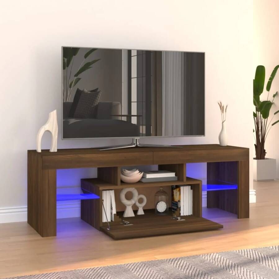 VidaXL Tv-meubel met LED-verlichting 120x35x40 cm bruin eikenkleur