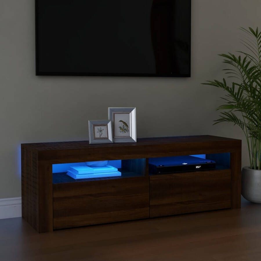 VidaXL Tv-meubel met LED-verlichting 120x35x40 cm bruineikenkleurig