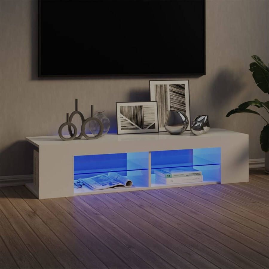 VidaXL Tv-meubel met LED-verlichting 135x39x30 cm hoogglans wit