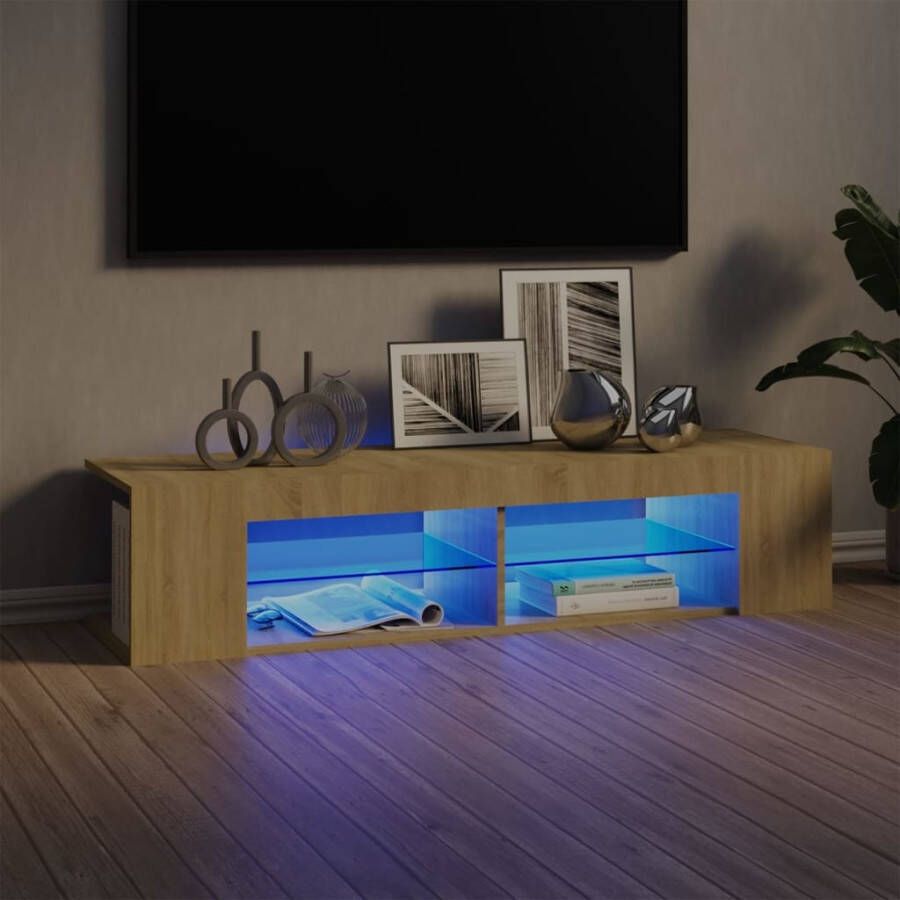 vidaXL Tv-meubel met LED-verlichting 135x39x30 cm sonoma eikenkleurig