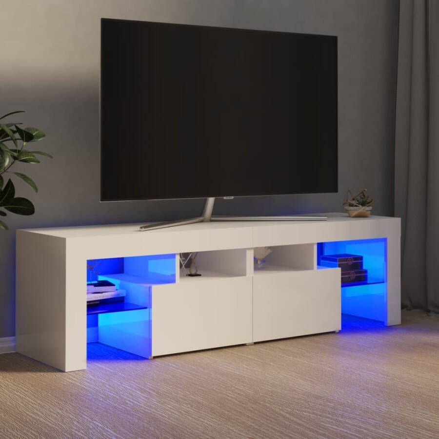 VidaXL Tv-meubel met LED-verlichting 140x36 5x40 cm hoogglans wit