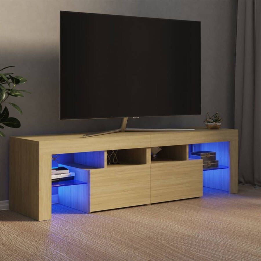 VidaXL Tv-meubel met LED-verlichting 140x36 5x40 cm sonoma eikenkleur