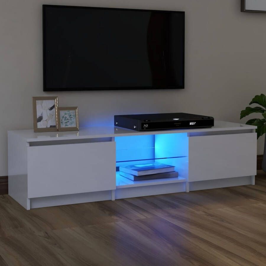 VidaXL Tv-meubel met LED-verlichting 140x40x35 5 cm hoogglans wit