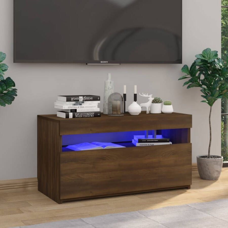 VidaXL Tv-meubel met LED-verlichting 75x35x40 cm bruineikenkleurig