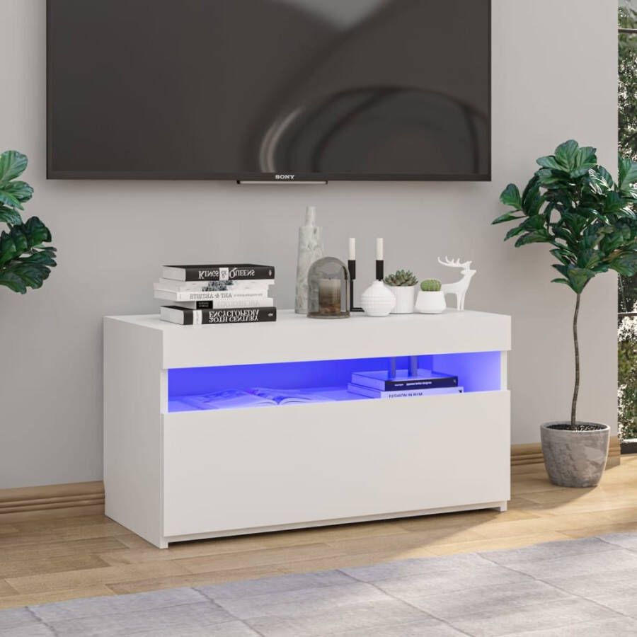 VidaXL Tv-meubel met LED-verlichting 75x35x40 cm hoogglans wit