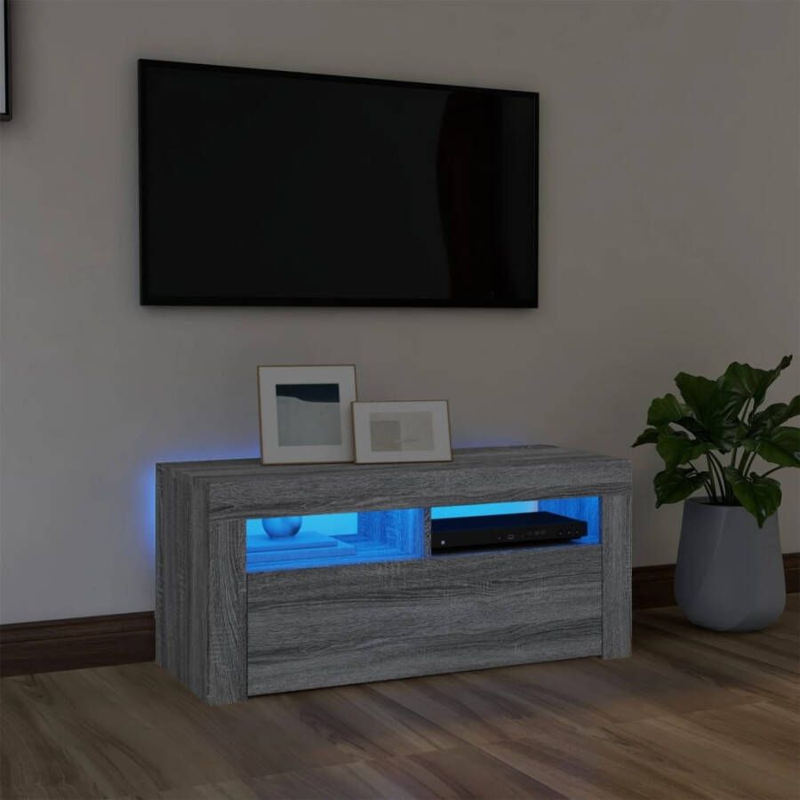 vidaXL Tv-meubel met LED-verlichting 90x35x40 cm grijs sonoma eiken