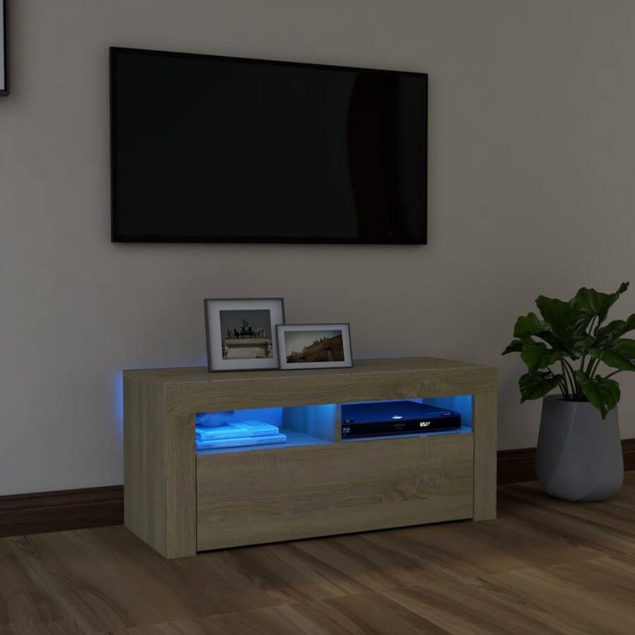 VidaXL Tv-meubel met LED-verlichting 90x35x40 cm sonoma eikenkleurig
