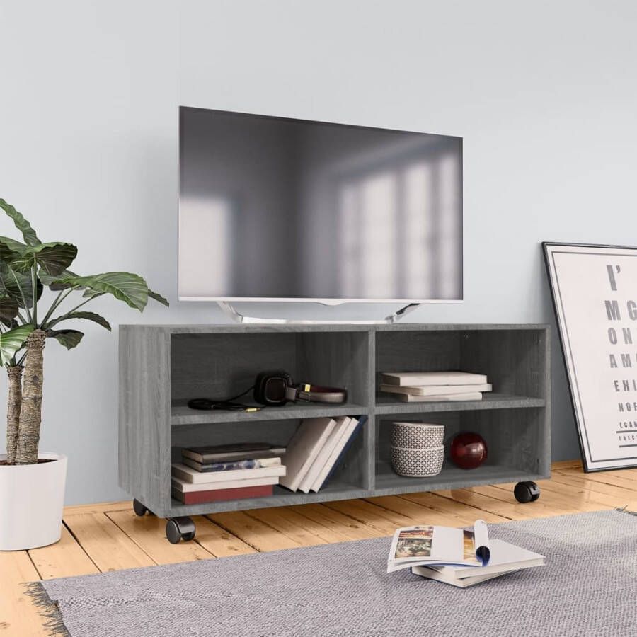 vidaXL Tv-meubel met wieltjes 90x35x35 cm bewerkt hout grijs sonoma